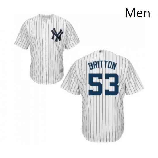 Mens New York Yankees 53 Zach Britton Replica White Home Baseball Jersey